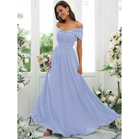Classy Ruched Chiffon Off-the-Shoulder Sleeveless Bridesmaid Dresses
