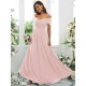 Classy Ruched Chiffon Off-the-Shoulder Sleeveless Bridesmaid Dresses
