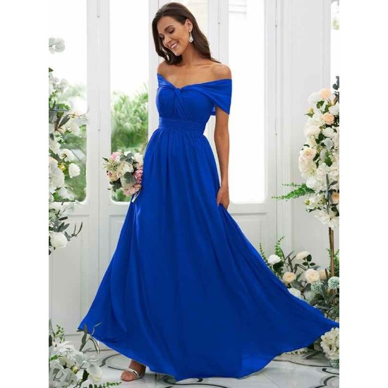 Classy Ruched Chiffon Off-the-Shoulder Sleeveless Bridesmaid Dresses