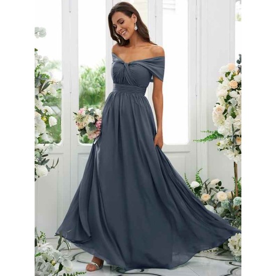 Classy Ruched Chiffon Off-the-Shoulder Sleeveless Bridesmaid Dresses
