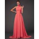 Charming Halter Sleeveless Hand-Made Flower Long Chiffon Bridesmaid Dresses