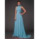 Charming Halter Sleeveless Hand-Made Flower Long Chiffon Bridesmaid Dresses
