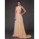 Charming Halter Sleeveless Hand-Made Flower Long Chiffon Bridesmaid Dresses