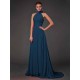Charming Halter Sleeveless Hand-Made Flower Long Chiffon Bridesmaid Dresses