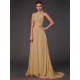Charming Halter Sleeveless Hand-Made Flower Long Chiffon Bridesmaid Dresses