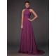 Charming Halter Sleeveless Hand-Made Flower Long Chiffon Bridesmaid Dresses