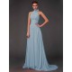 Charming Halter Sleeveless Hand-Made Flower Long Chiffon Bridesmaid Dresses