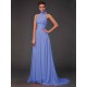 Charming Halter Sleeveless Hand-Made Flower Long Chiffon Bridesmaid Dresses