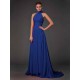 Charming Halter Sleeveless Hand-Made Flower Long Chiffon Bridesmaid Dresses