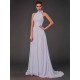 Charming Halter Sleeveless Hand-Made Flower Long Chiffon Bridesmaid Dresses
