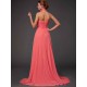 Charming Halter Sleeveless Hand-Made Flower Long Chiffon Bridesmaid Dresses