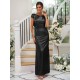 Modern Ruched Sequins Scoop Short Sleeves Bridesmaid Dresses