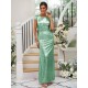 Modern Ruched Sequins Scoop Short Sleeves Bridesmaid Dresses
