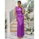 Modern Ruched Sequins Scoop Short Sleeves Bridesmaid Dresses