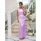 Modern Ruched Sequins Scoop Short Sleeves Bridesmaid Dresses