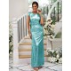 Modern Ruched Sequins Scoop Short Sleeves Bridesmaid Dresses
