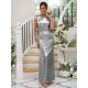 Modern Ruched Sequins Scoop Short Sleeves Bridesmaid Dresses