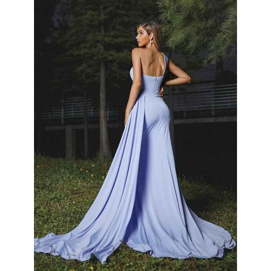 Charming Jersey Ruched One Shoulder Sleeveless Bridesmaid Dresses