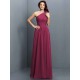 Charming One Shoulder Pleats Sleeveless Long Chiffon Bridesmaid Dresses