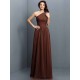 Charming One Shoulder Pleats Sleeveless Long Chiffon Bridesmaid Dresses
