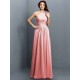 Charming One Shoulder Pleats Sleeveless Long Chiffon Bridesmaid Dresses