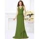Mermaid Gorgeous V-neck Hand-Made Flower Sleeveless Long Chiffon Bridesmaid Dresses