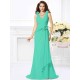 Mermaid Gorgeous V-neck Hand-Made Flower Sleeveless Long Chiffon Bridesmaid Dresses