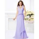 Mermaid Gorgeous V-neck Hand-Made Flower Sleeveless Long Chiffon Bridesmaid Dresses