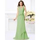 Mermaid Gorgeous V-neck Hand-Made Flower Sleeveless Long Chiffon Bridesmaid Dresses