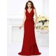 Mermaid Gorgeous V-neck Hand-Made Flower Sleeveless Long Chiffon Bridesmaid Dresses