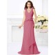 Mermaid Gorgeous V-neck Hand-Made Flower Sleeveless Long Chiffon Bridesmaid Dresses