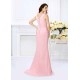 Mermaid Gorgeous V-neck Hand-Made Flower Sleeveless Long Chiffon Bridesmaid Dresses
