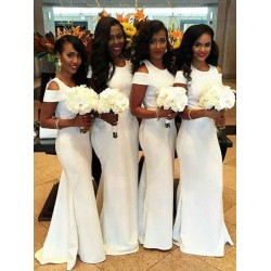 Mermaid Gorgeous Scoop Short Sleeves Spandex Bridesmaid Dresses