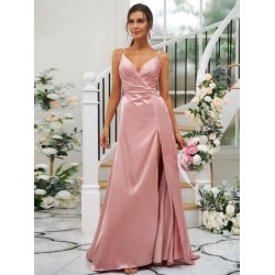 Beautiful Ruched V-neck Sleeveless Bridesmaid Dresses