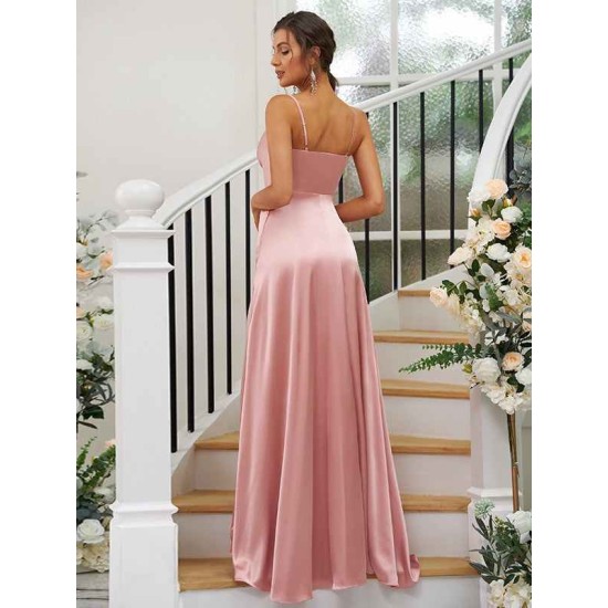 Beautiful Ruched V-neck Sleeveless Bridesmaid Dresses
