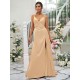 Beautiful Ruched V-neck Sleeveless Bridesmaid Dresses