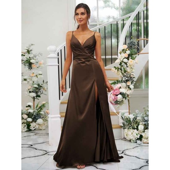 Beautiful Ruched V-neck Sleeveless Bridesmaid Dresses