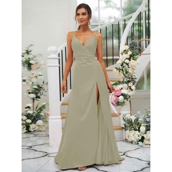 Beautiful Ruched V-neck Sleeveless Bridesmaid Dresses
