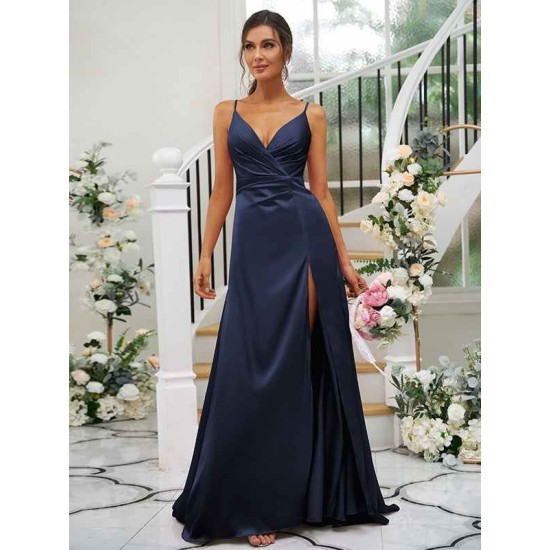 Beautiful Ruched V-neck Sleeveless Bridesmaid Dresses