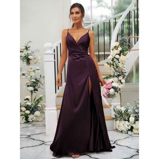 Beautiful Ruched V-neck Sleeveless Bridesmaid Dresses