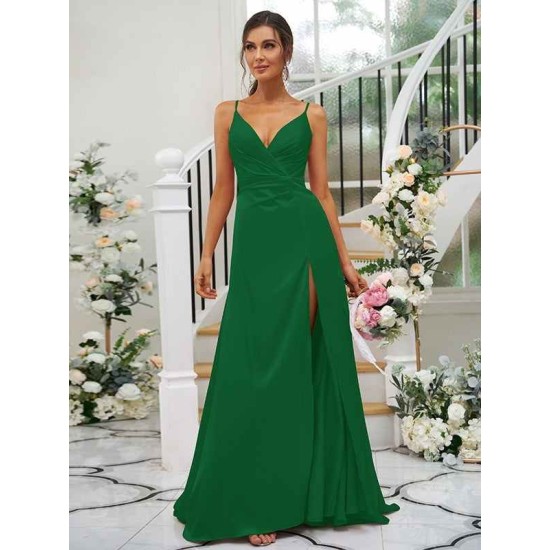 Beautiful Ruched V-neck Sleeveless Bridesmaid Dresses