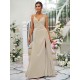 Beautiful Ruched V-neck Sleeveless Bridesmaid Dresses
