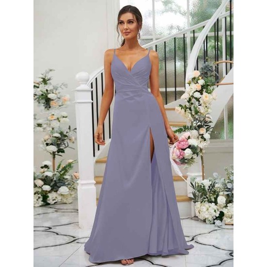 Beautiful Ruched V-neck Sleeveless Bridesmaid Dresses