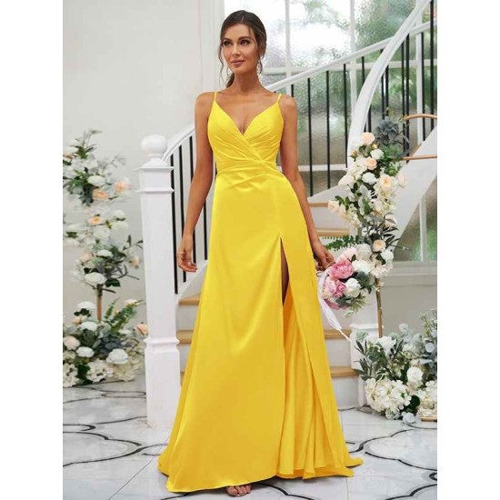 Beautiful Ruched V-neck Sleeveless Bridesmaid Dresses