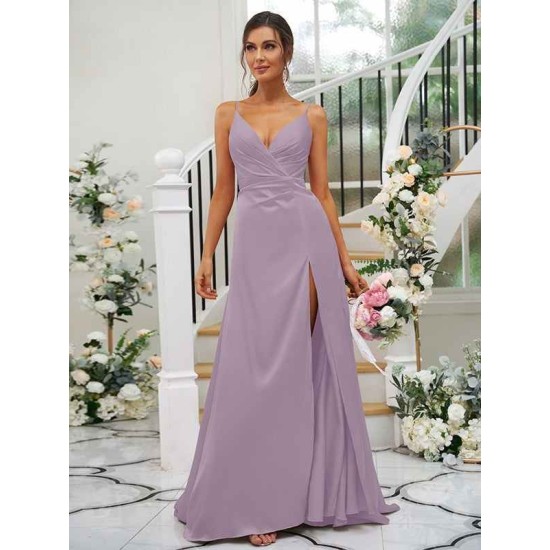 Beautiful Ruched V-neck Sleeveless Bridesmaid Dresses