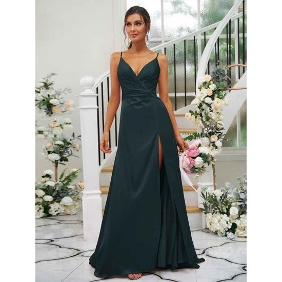 Beautiful Ruched V-neck Sleeveless Bridesmaid Dresses