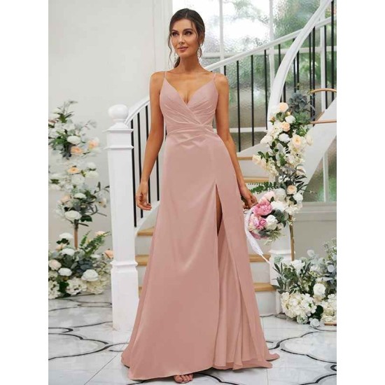 Beautiful Ruched V-neck Sleeveless Bridesmaid Dresses