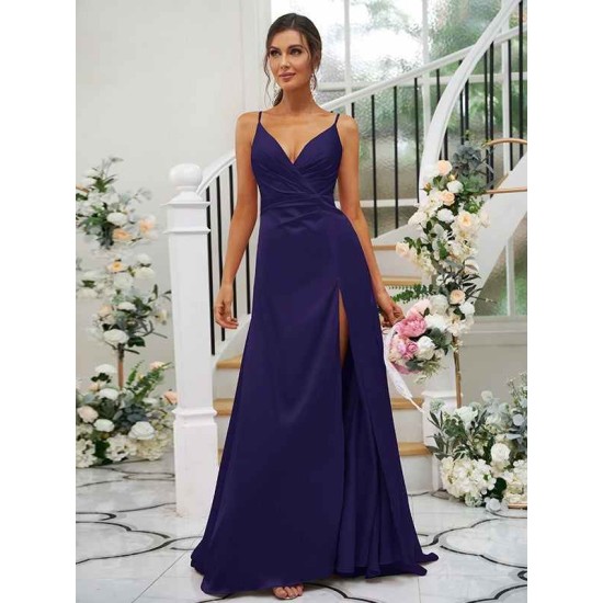 Beautiful Ruched V-neck Sleeveless Bridesmaid Dresses