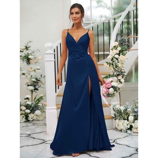 Beautiful Ruched V-neck Sleeveless Bridesmaid Dresses