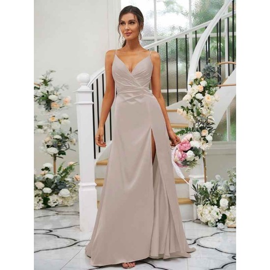 Beautiful Ruched V-neck Sleeveless Bridesmaid Dresses